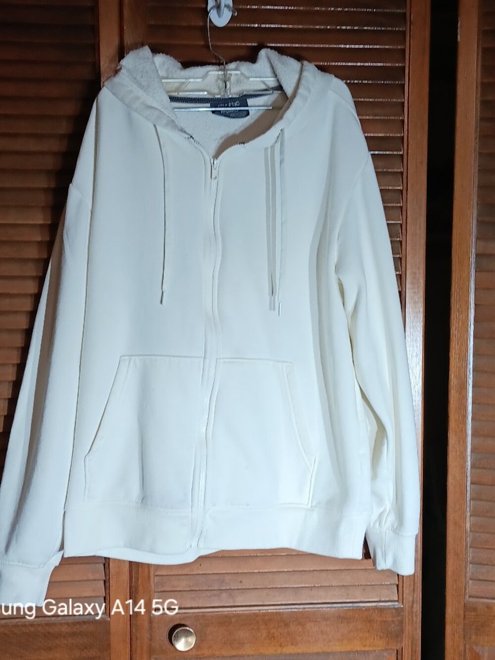ATHLETIC WORKS Womens White Sherpa Lined Full Zip Hoodie 22 P2P Stained